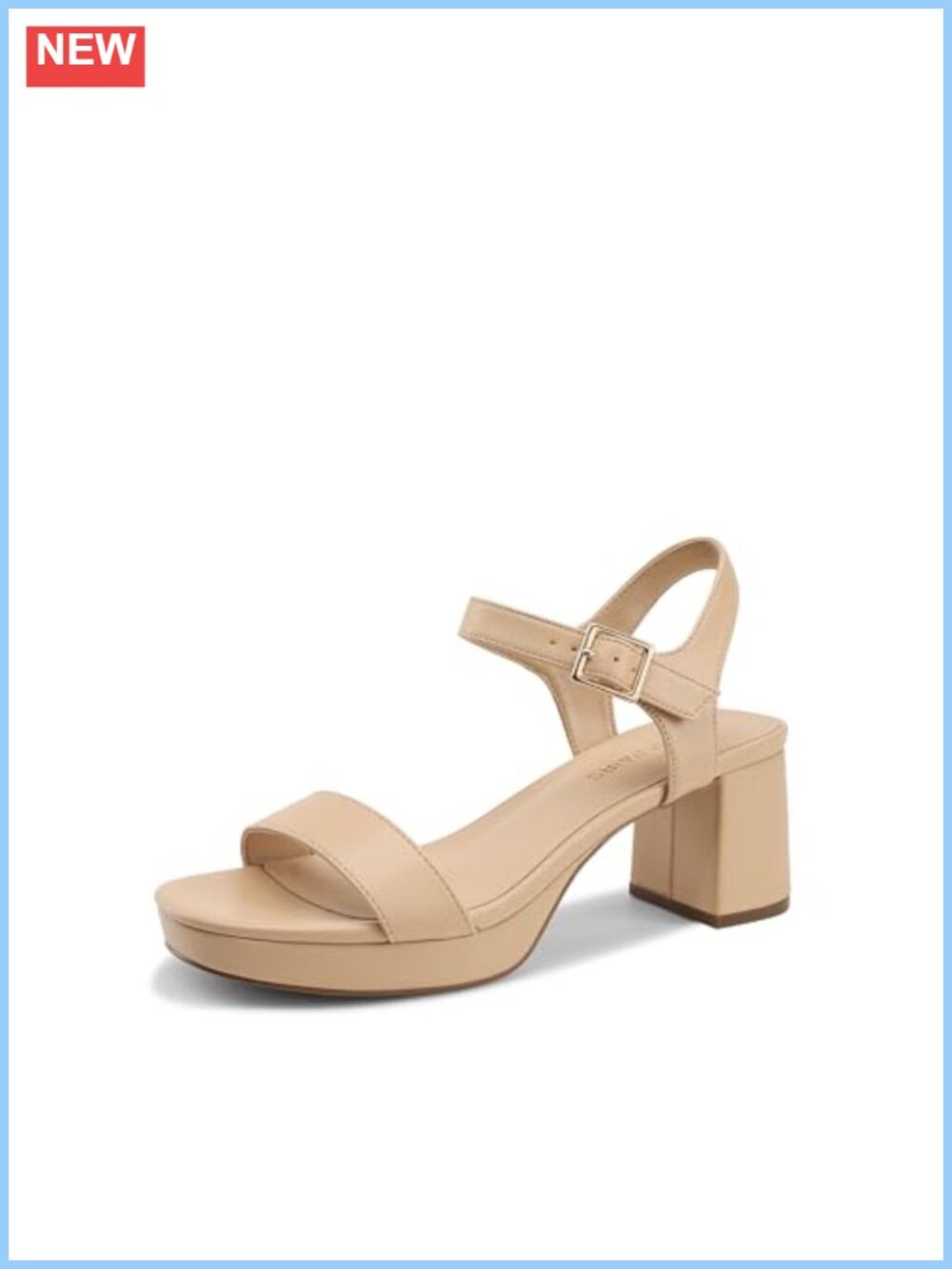 Women's Faux Leather Platform Block Heel Sandals Square Toe Ankle Strap